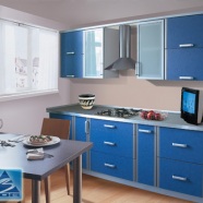 Кухня с фасадами Софт голубой, кромка алюминий в наличии в Витебске